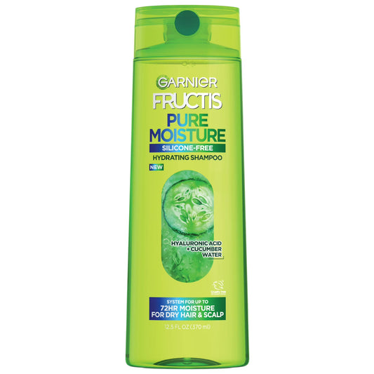 Garnier Fructis Pure Moisturizing Hydrating Shampoo with Hyaluronic Acid, Dry Hair, 12.5 fl oz