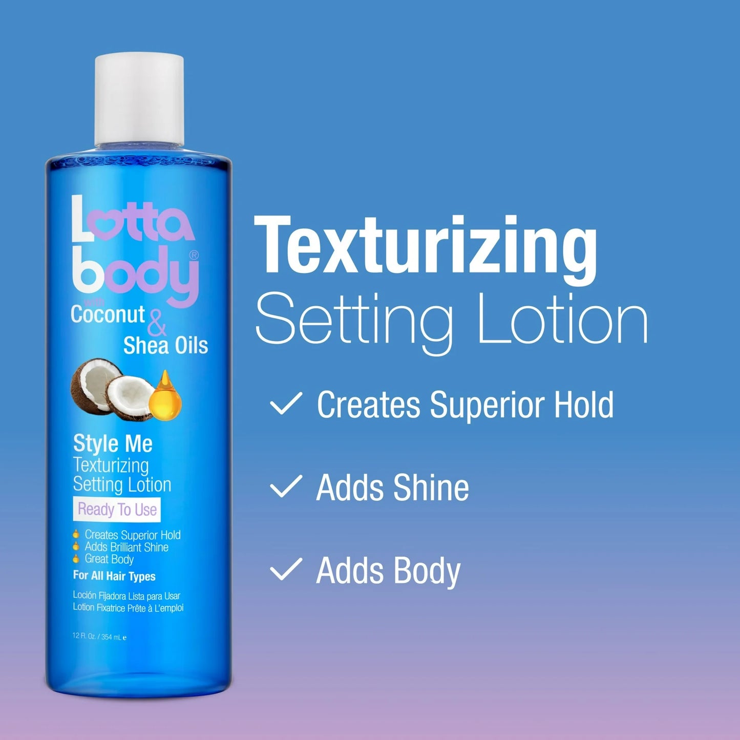 Lottabody Texturizing Setting Lotion, Coconut and Shea Oils, 12oz
